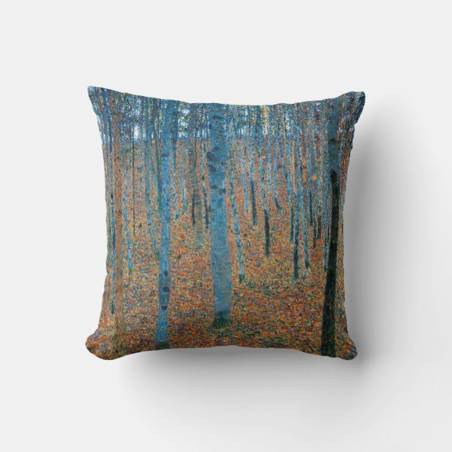 Gustav Klimt Beech Tree Forest Grove Cushion (Front)