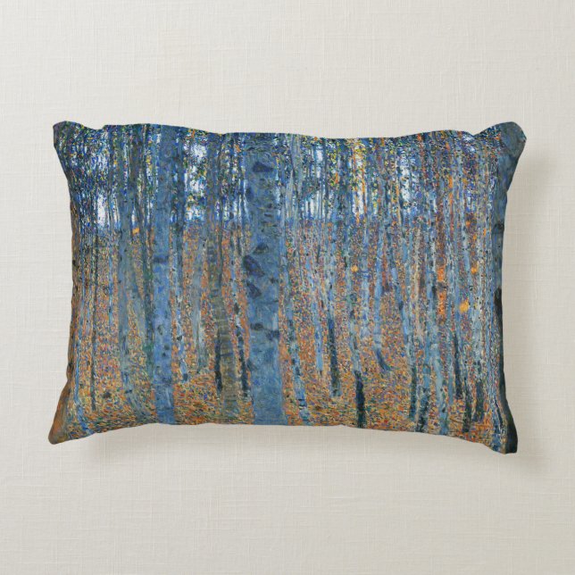 Gustav Klimt Beech Tree Forest Grove Decorative Cushion (Back)