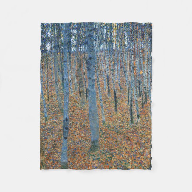 Gustav Klimt Beech Tree Forest Grove Fleece Blanket (Front)