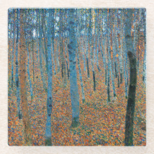Gustav Klimt Beech Tree Forest Grove Glass Coaster