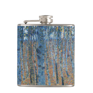 Gustav Klimt Beech Tree Forest Grove Hip Flask