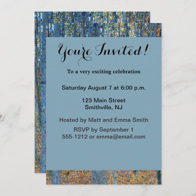Gustav Klimt Beech Tree Forest Grove Invitation (Front/Back)