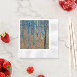Gustav Klimt Beech Tree Forest Grove Napkin<br><div class="desc">This is based on classic nature painting artworks by Gustav Klimt, Beech Grove 1, 1902. The artwork portrays a dense forest of tall, slender birch trees, with pale trunks marked by dark, vertical lines. The foliage is depicted in shades of blue, green, and yellow, adding a sense of depth and...</div>