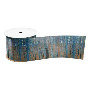Gustav Klimt Beech Tree Forest Grove Satin Ribbon