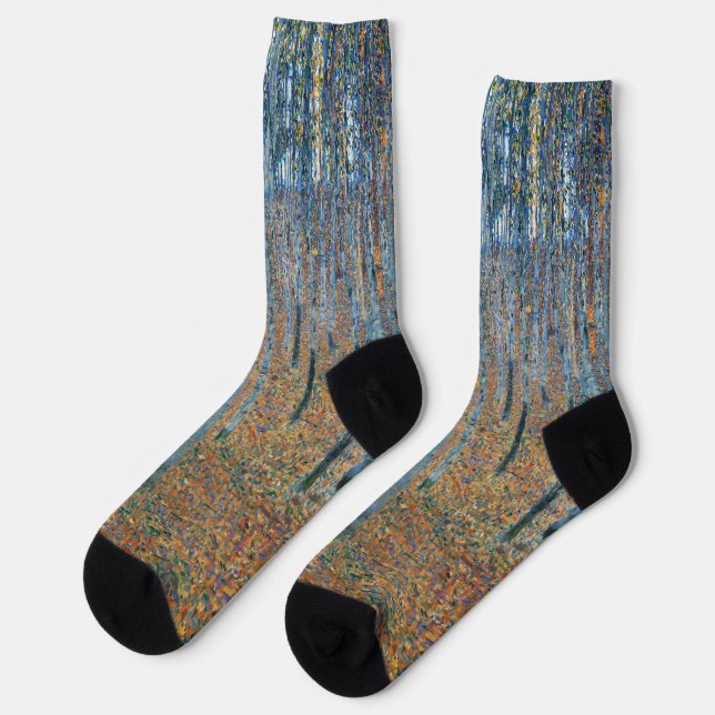 Gustav Klimt Beech Tree Forest Grove Socks (Left)