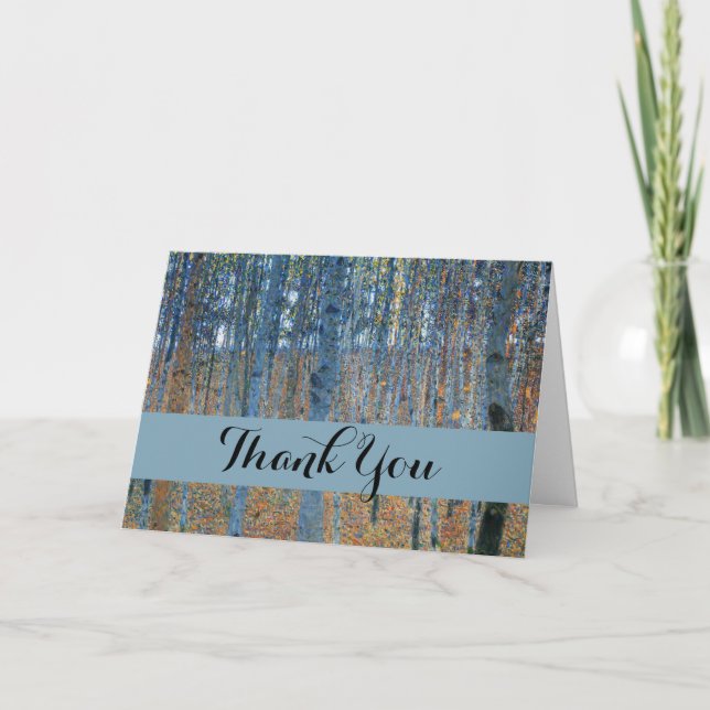 Gustav Klimt Beech Tree Forest Grove Thank You Card (Front)
