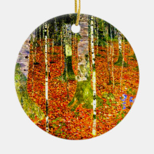 Gustav Klimt Birch Trees Ceramic Tree Decoration