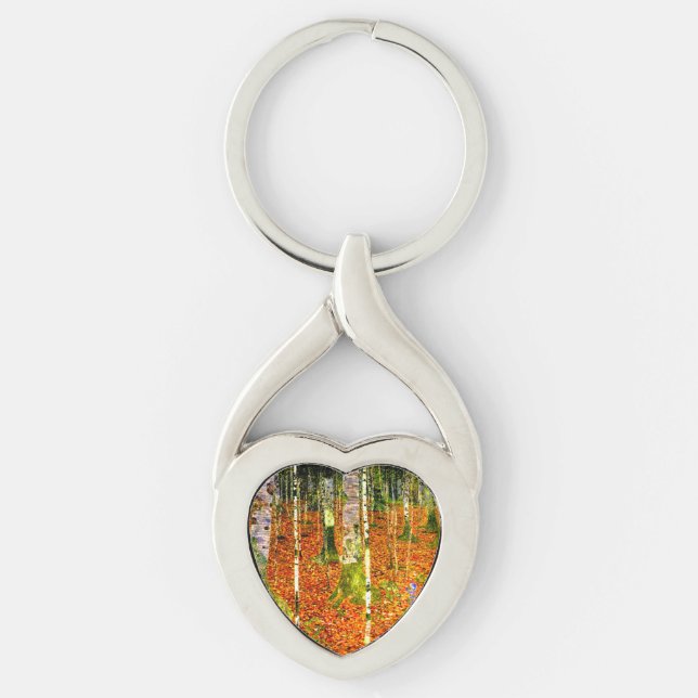 Gustav Klimt Birch Trees Key Ring (Front)