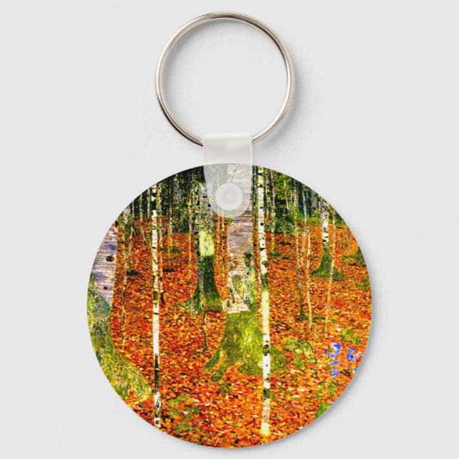 Gustav Klimt Birch Trees Key Ring (Front)