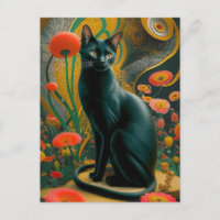 Gustav Klimt Black Cat In a Flower Garden, Cat art