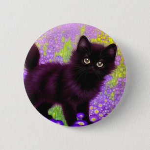 Gustav Klimt Black Kitten 6 Cm Round Badge