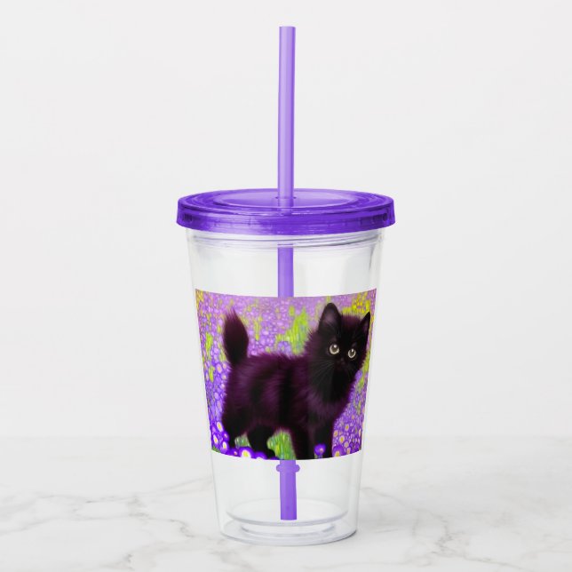 Gustav Klimt Black Kitten Acrylic Tumbler (Front)