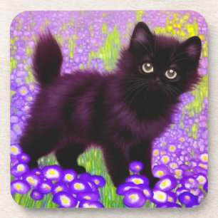 Gustav Klimt Black Kitten Coaster