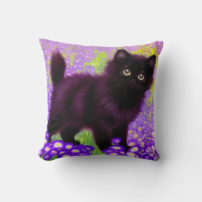 Gustav Klimt Black Kitten Cushion (Front)