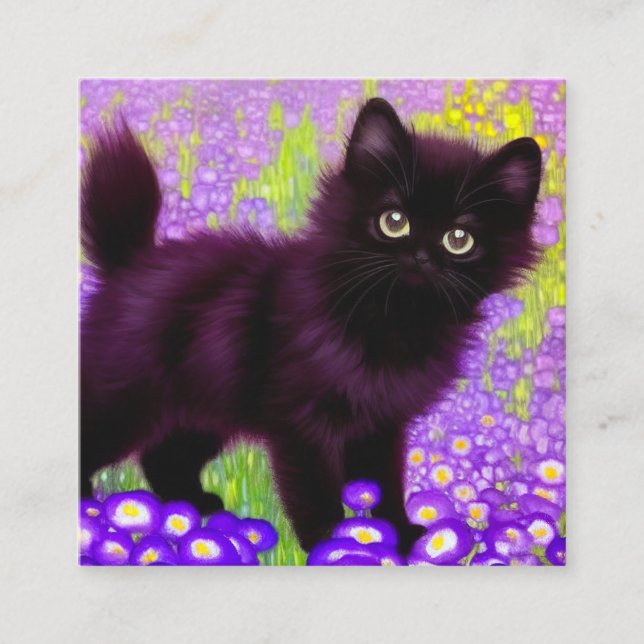 Gustav Klimt Black Kitten Enclosure Card (Front)