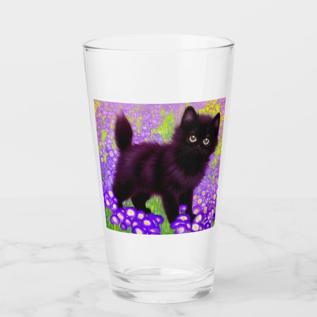 Gustav Klimt Black Kitten Glass (Front)