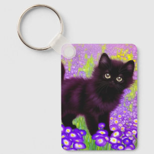 Gustav Klimt Black Kitten Key Ring