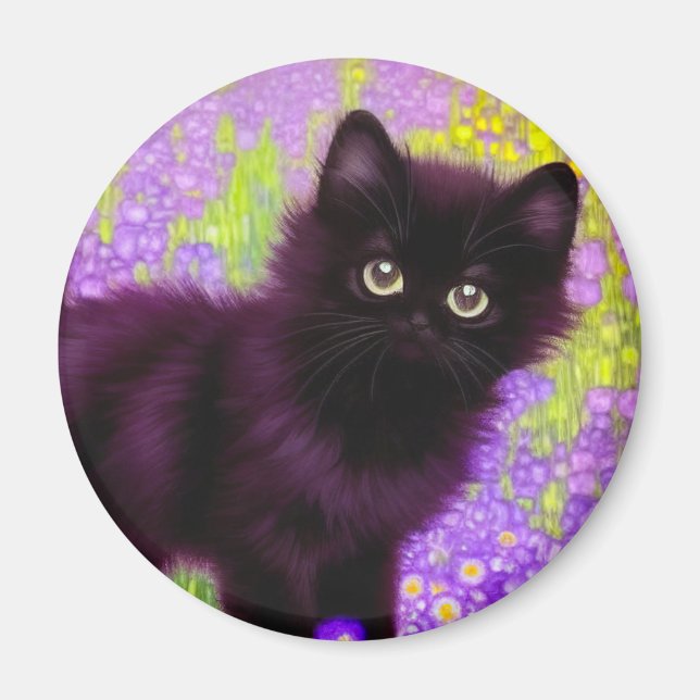 Gustav Klimt Black Kitten Magnet (Front)