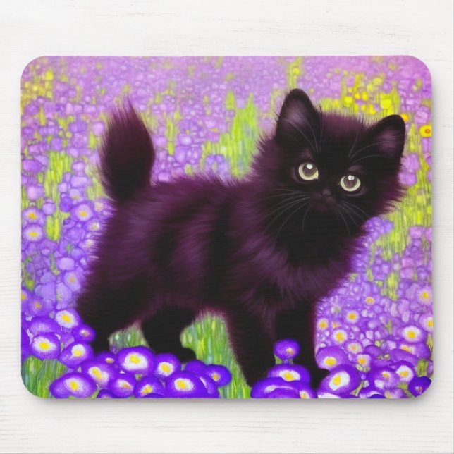 Gustav Klimt Black Kitten Mouse Pad (Front)
