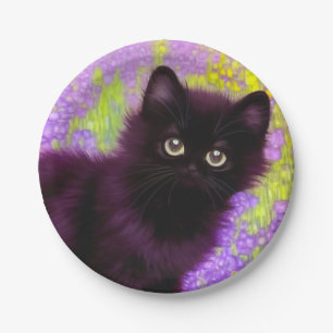 Gustav Klimt Black Kitten Paper Plate