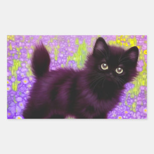 Gustav Klimt Black Kitten Rectangular Sticker