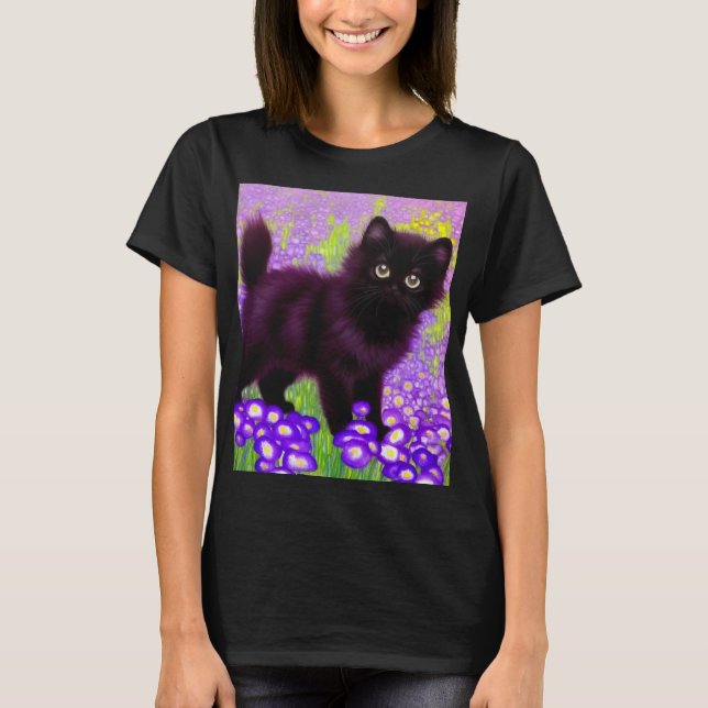 Gustav Klimt Black Kitten T-Shirt (Front)