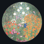 Gustav Klimt Blumengarten Classic Round Sticker<br><div class="desc">Gustav Klimt ~ 1905/06 Blumengarten - Gustav Klimt was an Austrian Symbolist painter and one of the most prominent members of the Vienna Art Nouveau ~ Vienna Secession movement. His major works include paintings, murals, sketches, and other art objects. Klimt's primary subject was the female body. More apparent in his...</div>