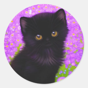 Gustav Klimt Cat Classic Round Sticker