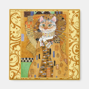 Gustav Klimt Cat in Gold spoof magnet