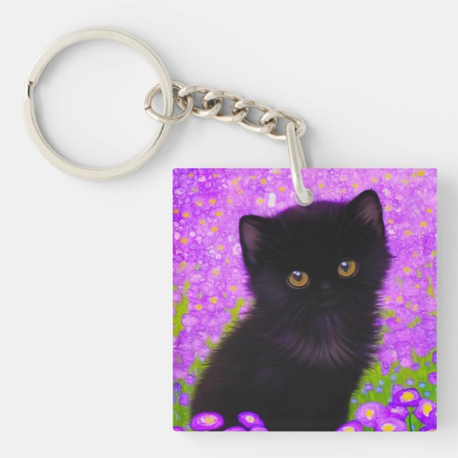Gustav Klimt Cat Key Ring (Front)