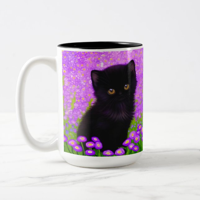 Gustav Klimt Cat Two-Tone Coffee Mug (Left)