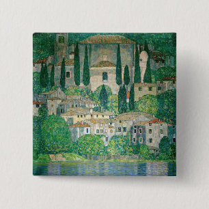 Gustav Klimt - Church in Cassone 15 Cm Square Badge