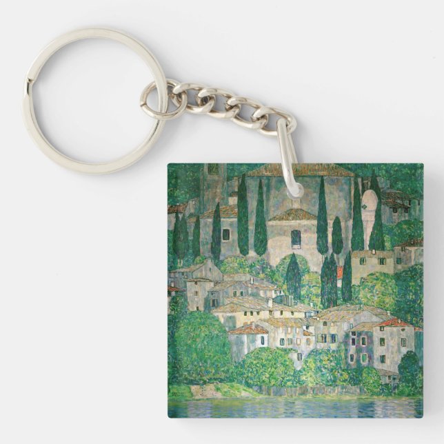 Gustav Klimt - Church in Cassone Key Ring (Front)