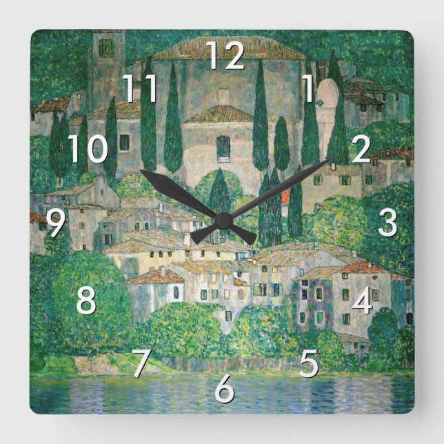 Gustav Klimt - Church in Cassone Square Wall Clock (Front)