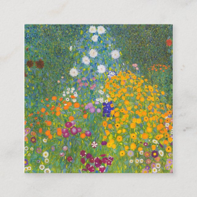 Gustav Klimt Cottage Garden Square Business Card (Front)