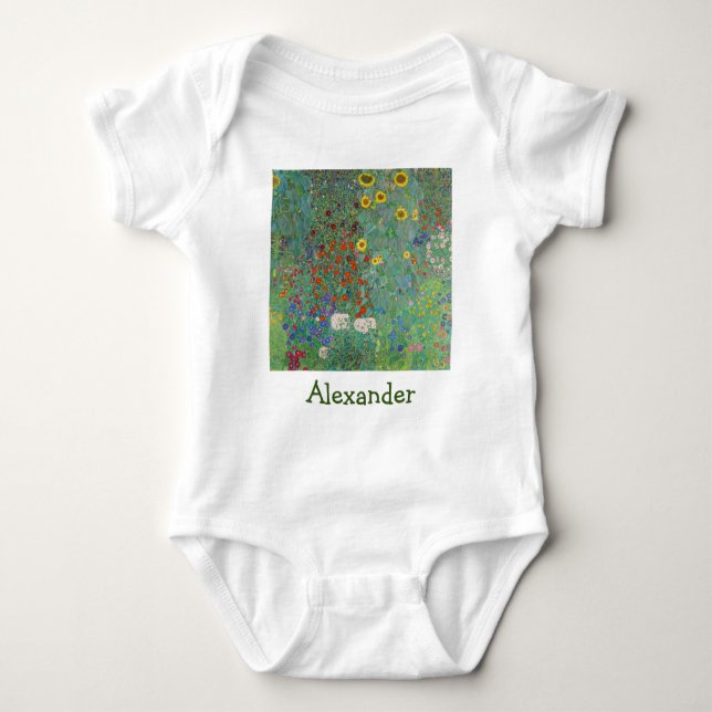 Gustav Klimt - Country Garden with Sunflowers Baby Bodysuit (Front)