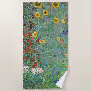 Gustav Klimt - Country Garden with Sunflowers Beach Towel