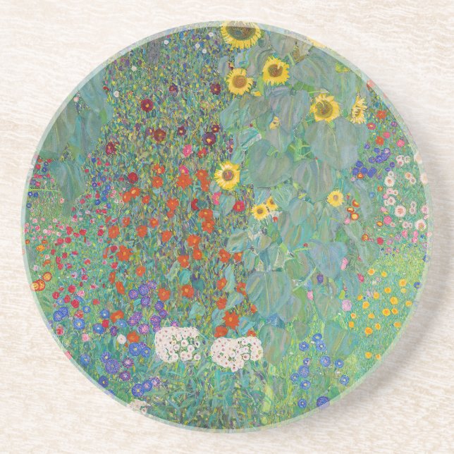 Gustav Klimt - Country Garden with Sunflowers Coaster (Front)