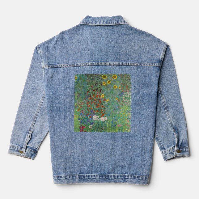 Gustav Klimt - Country Garden with Sunflowers Denim Jacket (Back)