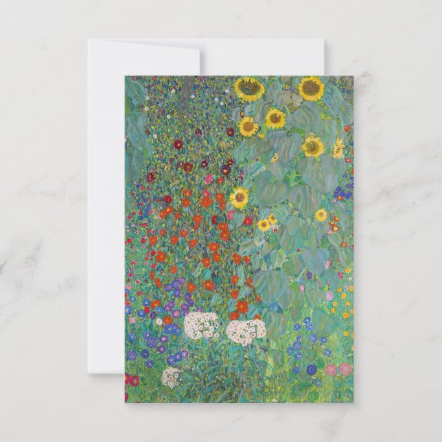 Gustav Klimt - Country Garden with Sunflowers Thank You Card (Front)