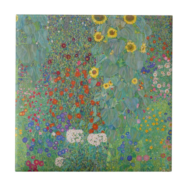 Gustav Klimt - Country Garden with Sunflowers Tile (Front)