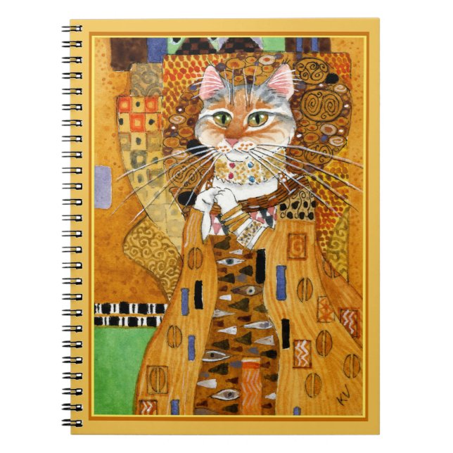Gustav Klimt cute cat spoof notebook (Front)