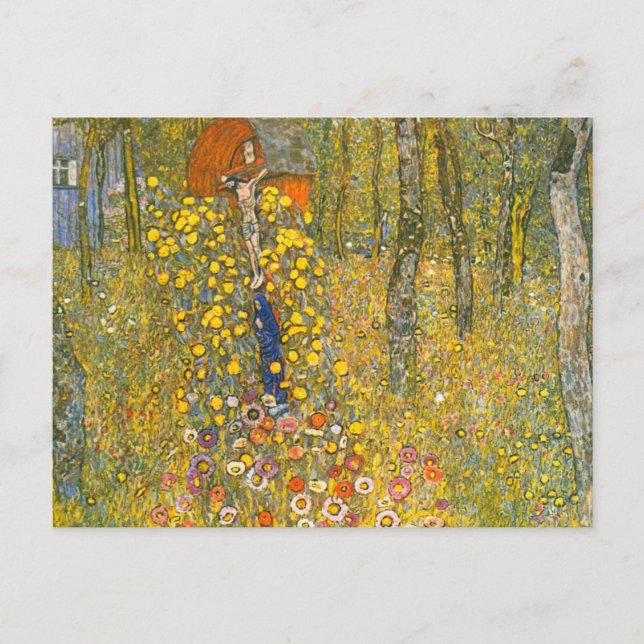 Gustav Klimt Farm Garden with Crucifix Holiday Postcard (Front)