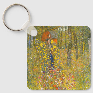 Gustav Klimt Farm Garden with Crucifix Key Ring