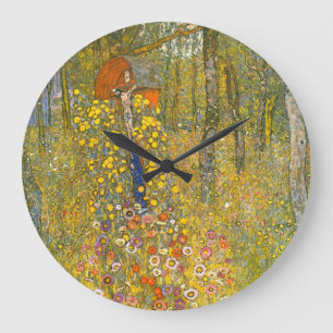 Gustav Klimt Farm Garden with Crucifix Large Clock