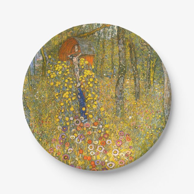 Gustav Klimt Farm Garden with Crucifix Paper Plate (Front)