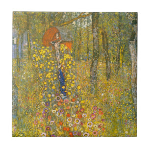 Gustav Klimt Farm Garden with Crucifix Tile