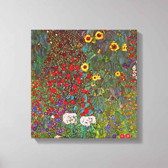 Gustav Klimt Farm Garden with Sunflowers Canvas (Front)