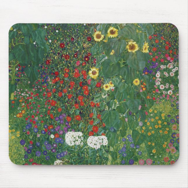 Gustav Klimt - Farm Garden with Sunflowers Mouse Pad (Front)