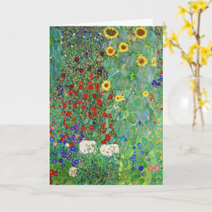 Gustav Klimt Farm Garden With Sunflowers Painting Card